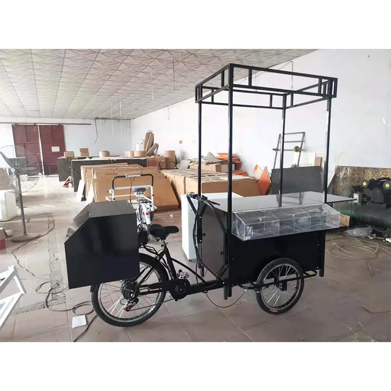 Xe đạp thực phẩm ăn nhẹ đường phố chở hàng bằng điện
